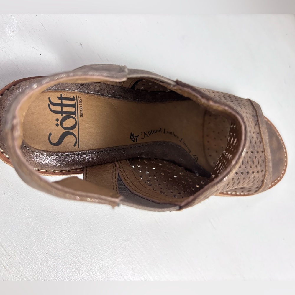 Söfft Nalda Metallic Suede Sandals Women’s 6M – Distressed Leather Comfort Chic - Picture 5 of 14